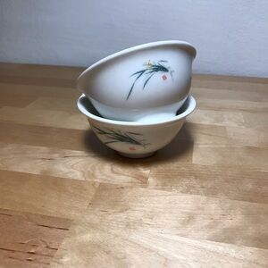 Set of 2 Unmarked Multicolor Porcelain Floral Pattern Tiny Sauce Bowls 3 3/4"